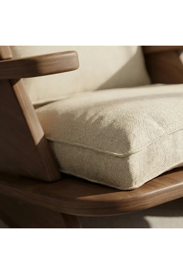 STYLISH Berjer Tekli Ahşap Ceviz Koltuk